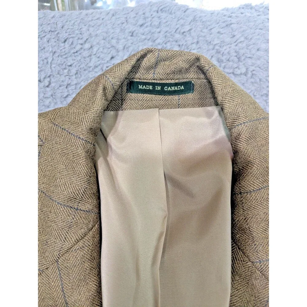 Lauren Ralph Lauren Wool Blazer Mens 46R Brown Plaid Sport Coat